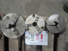 Three assorted 3 jaw chucks. Located at Southern Engineering Equipment, Poole