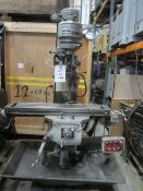 Bridgeport turret mill, serial no. 337650583, 42" x 9" table, JB pulley change head. A mandatory...