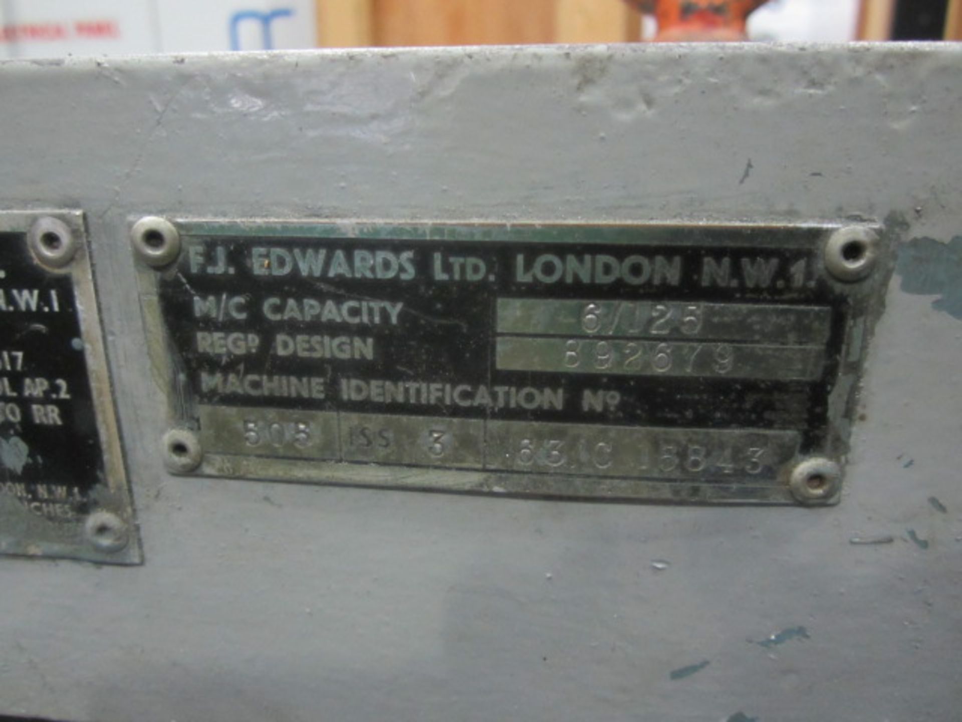 FJ Edwards 6ft x 1/8" power guillotine, model 6/125, serial no. 63/C15843, manual back gauge, - Image 6 of 6