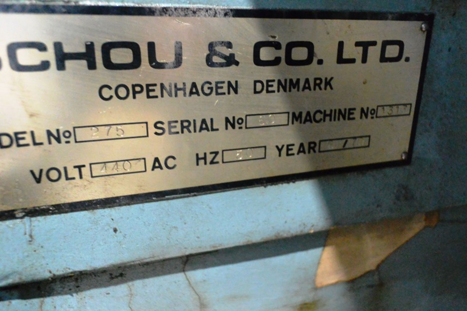 Schou & Co Ltd vertical cylinder block boring machine, model 275, machine no. 1313, serial no. 60 ( - Image 6 of 8