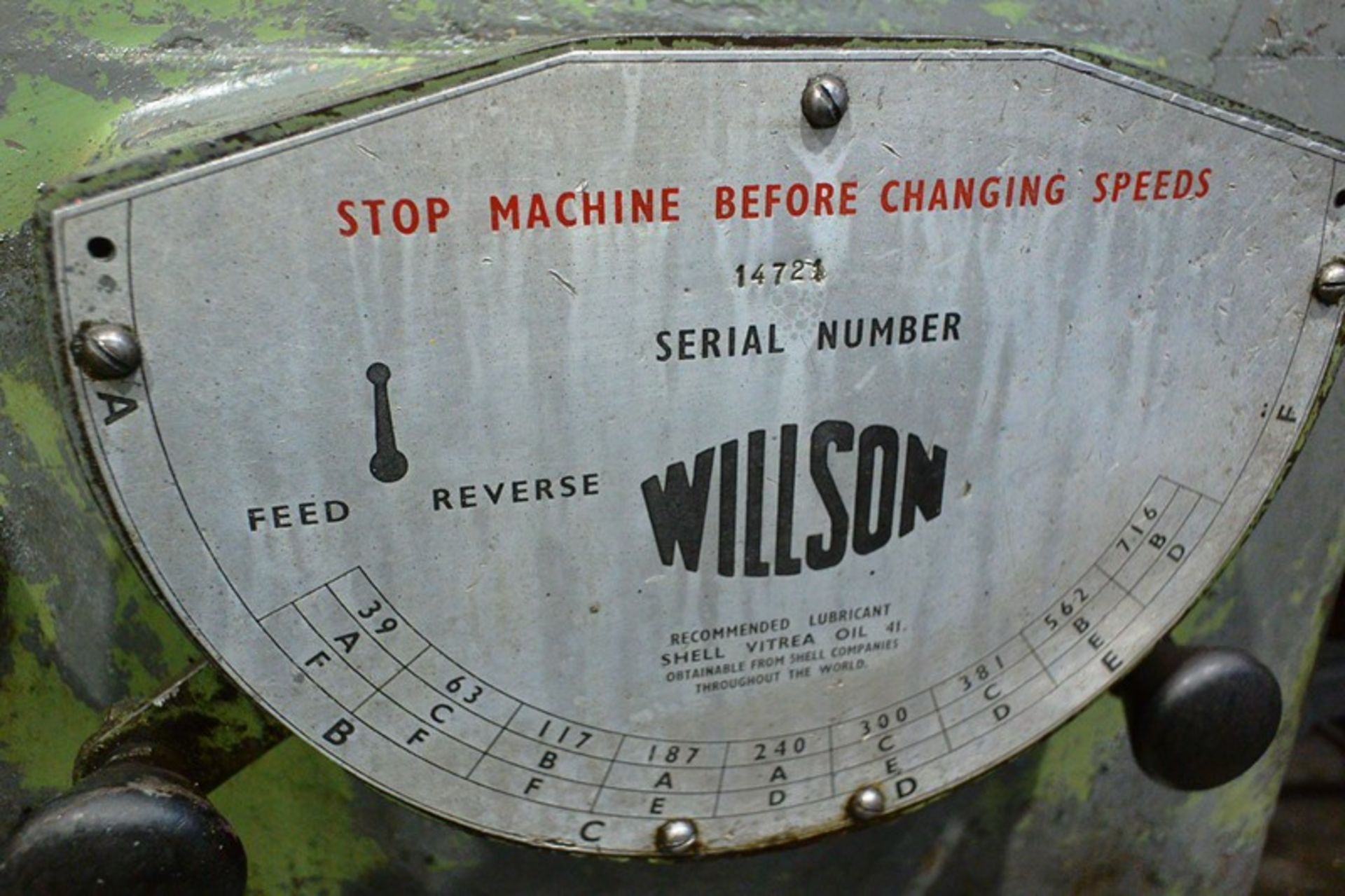 Wilson gap bed SS & SC centre lathe, serial no. 14721, with 3 jaw chuck, swing 14" approx, - Image 4 of 6