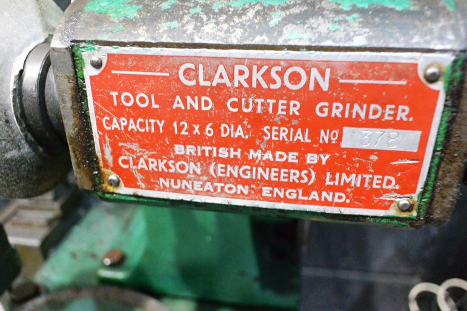 Clarkson 12" x 6" tool and cutter grinder, equipment no. 10392, serial no. 378 - Image 3 of 5