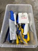 Box of assorted produce cutting knives