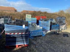 Thirteen pallets of assorted plastic crates