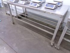 Stainless steel mobile food preparation work surface