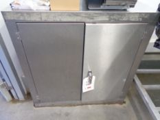 Metal framed twin door half height storage cabinet