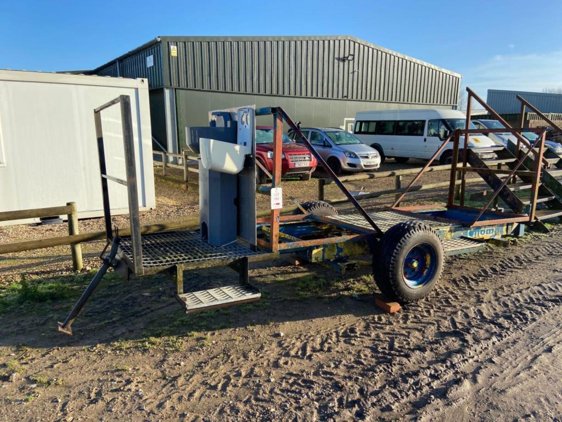 Double chemical toilet trailer with hand wash station