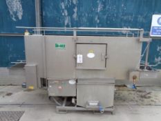 Imex T1500 stainless steel through feed tracked crate washer