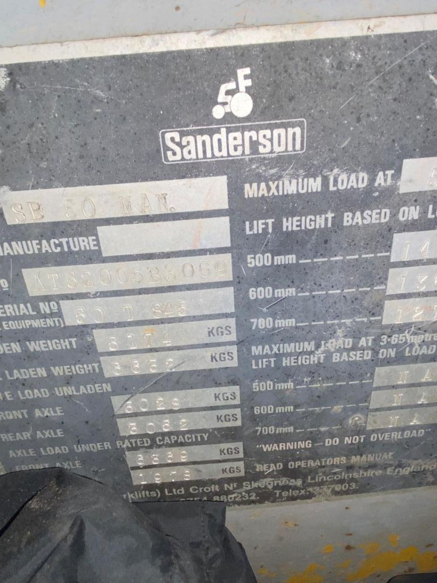 Sanderson SB50 MAN rough terrain fork truck - Image 22 of 22