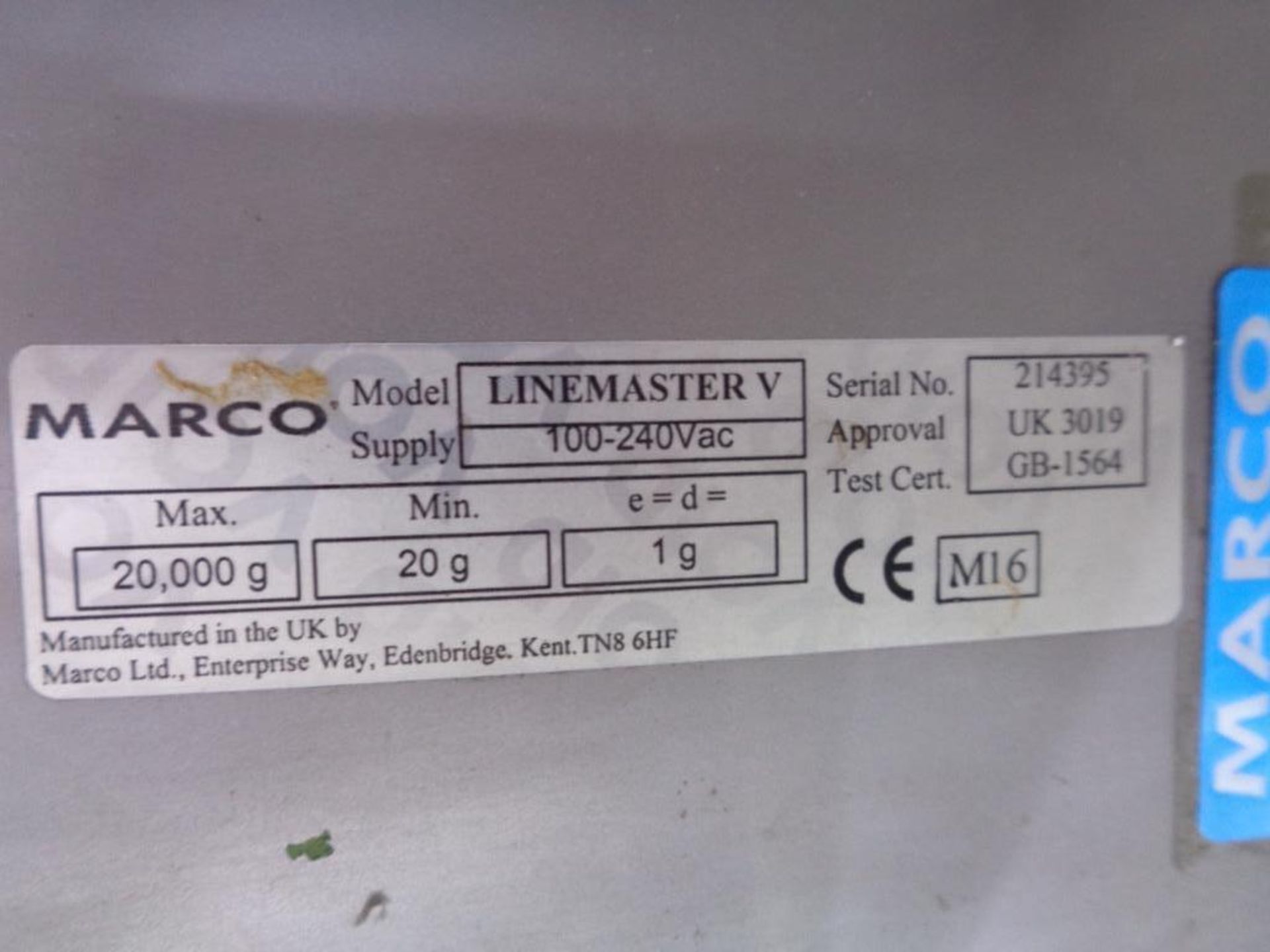 Marco Linemaster V D103471 stainless steel product weigh scales - Image 4 of 4
