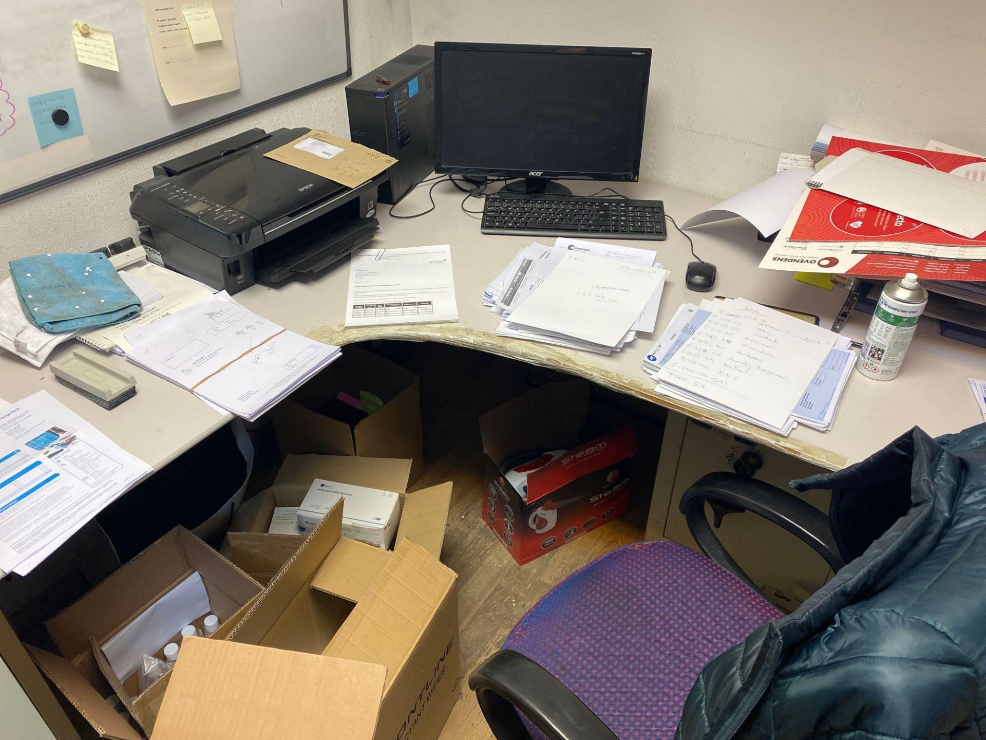 Three L-shaped grey desks complete with 3 grey straight desks - Image 3 of 6