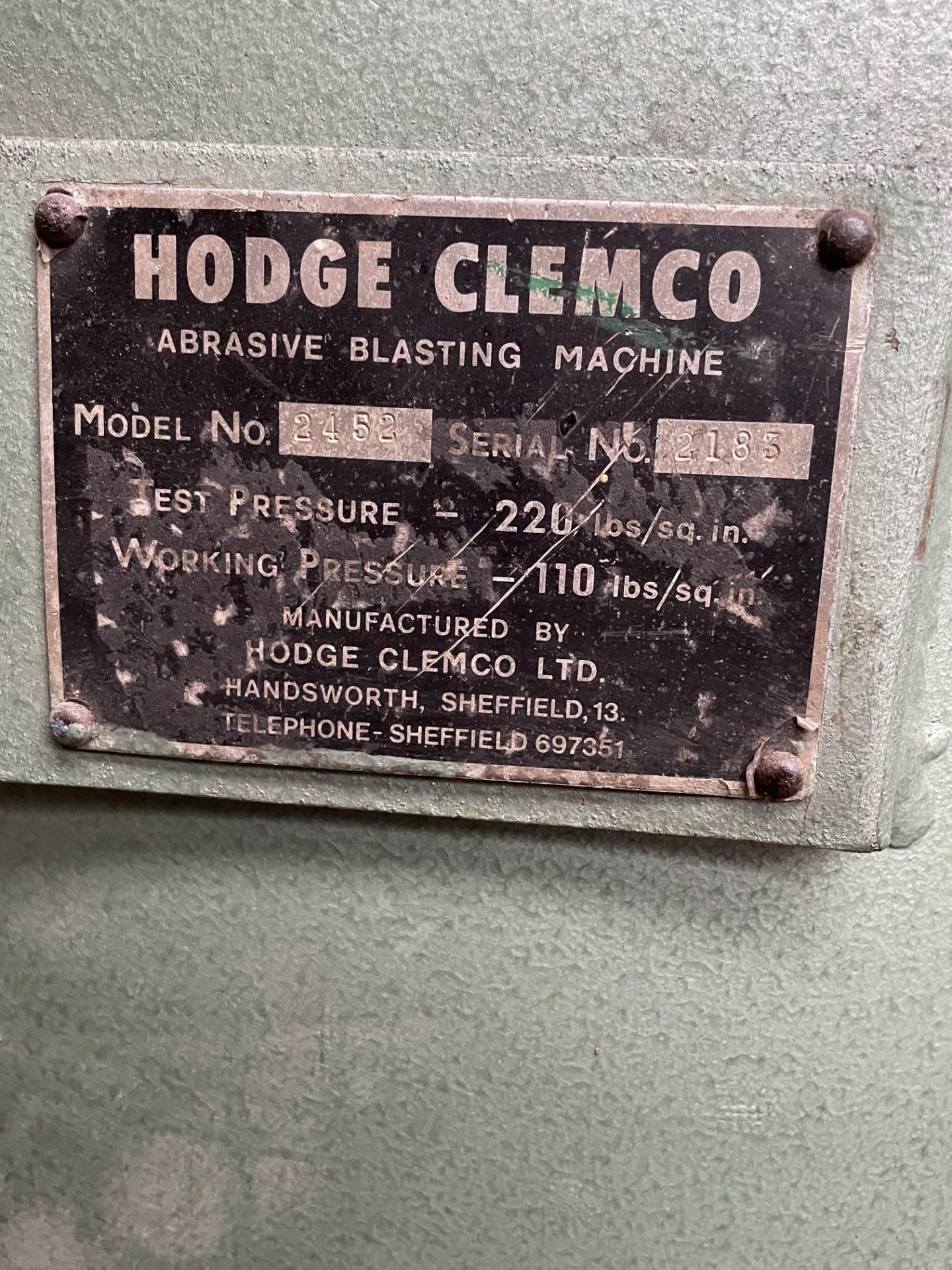 Hodge Clemco 2452 blasting pot - Image 2 of 2