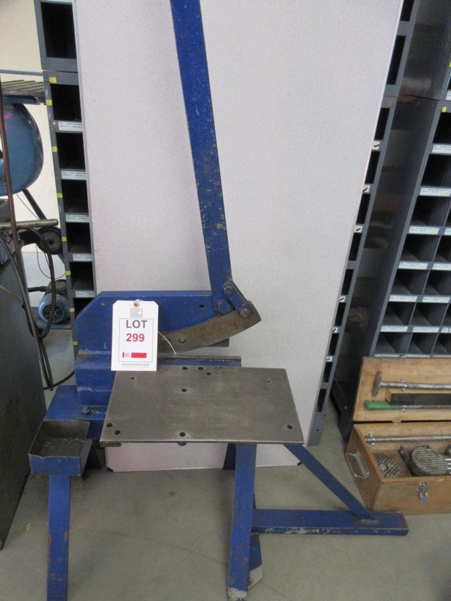 Metal bench shear on stand