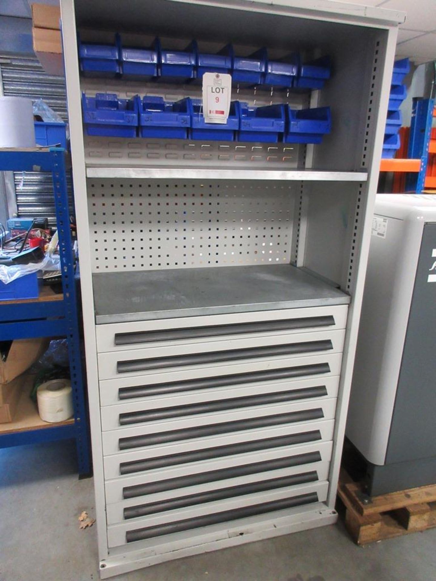 Tool cabinet, 100cm x 60cm x 195cm High with 9 drawers - loaded to suitable transport - Image 2 of 2