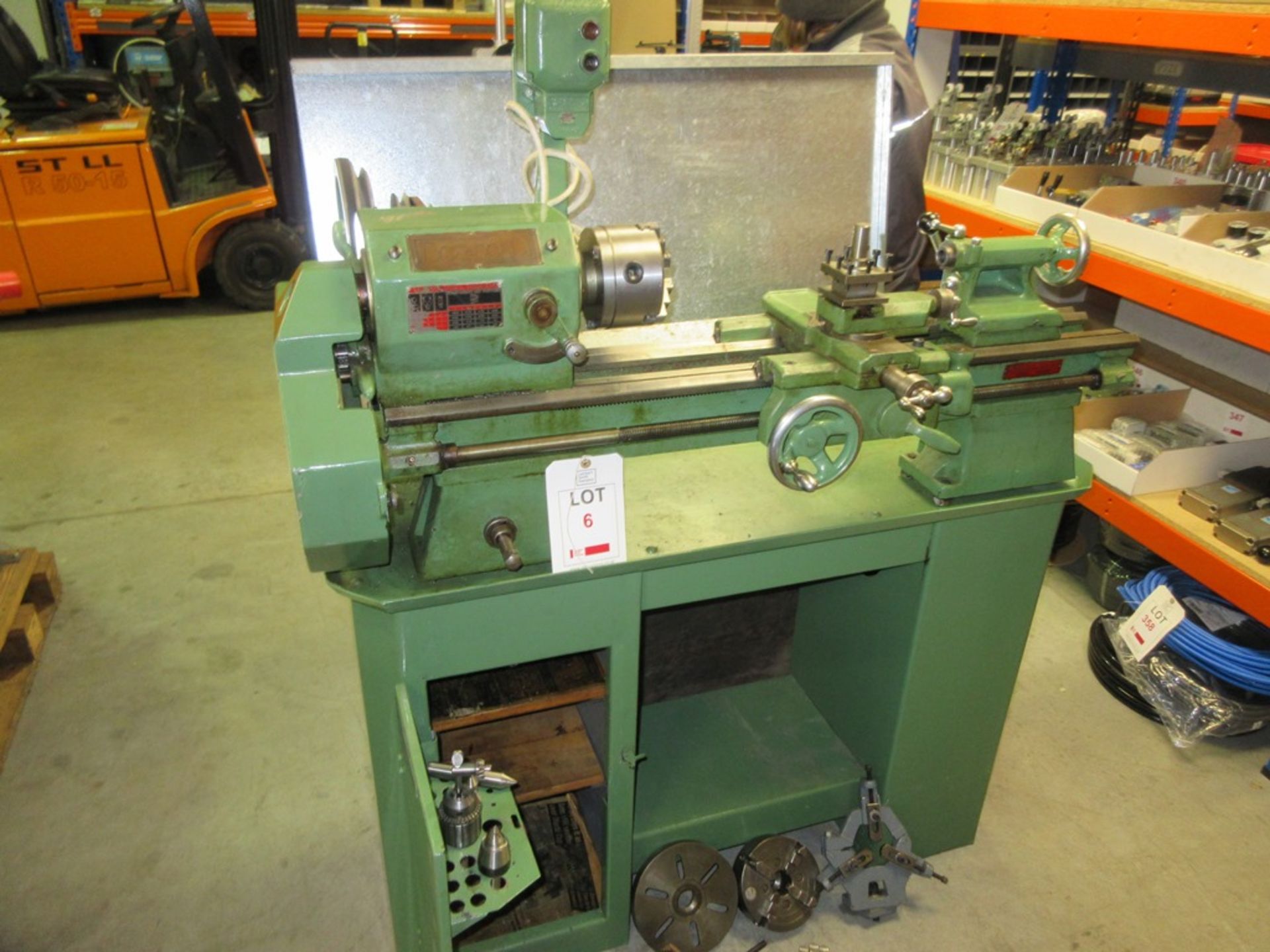 Boxford Lathe 240v 18"between centres with tooling as shown (guard missing) - loaded to suitable