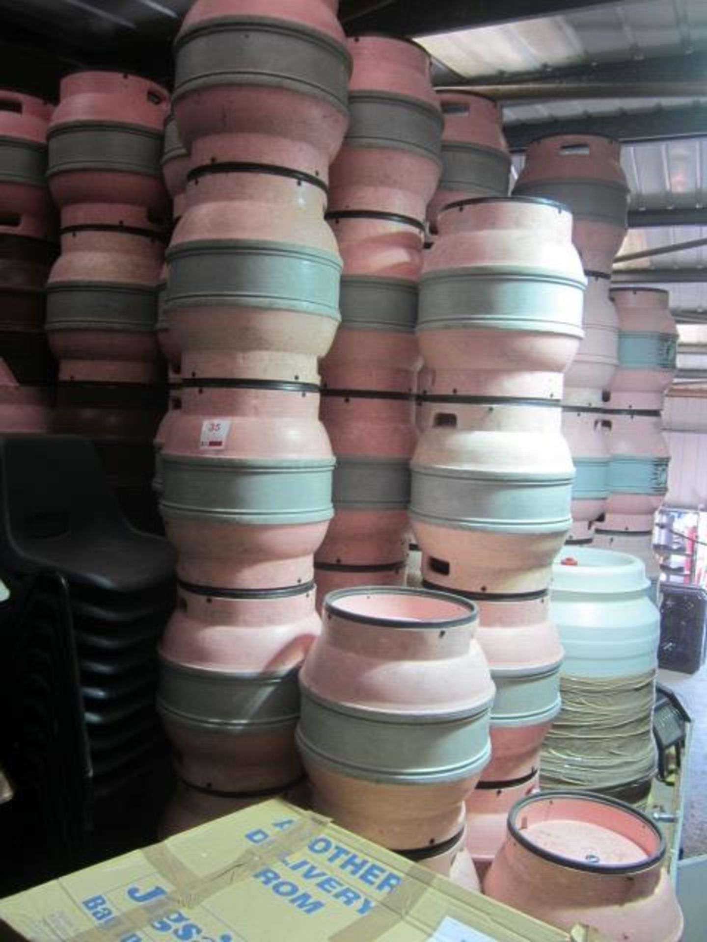 Sixty seven 9 gallon plastic casks (Please note: cannot be collected until last day of clearance)