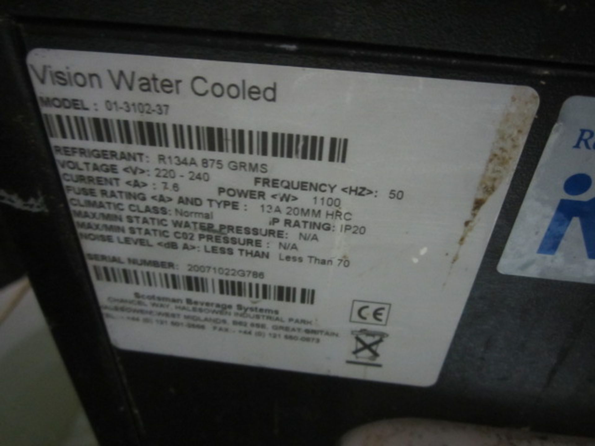 Scotsman Vision Max Ice water cooled chiller pump, model 01-3102-37, serial no. 20071022G786 (re- - Image 4 of 4