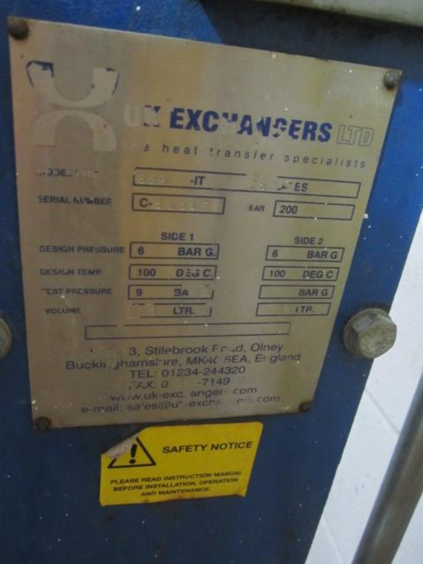 UK Exchangers SA8-IT 25 plates heat exchanger, serial no. C5655F (2006) Please note: Acceptance of - Image 2 of 3