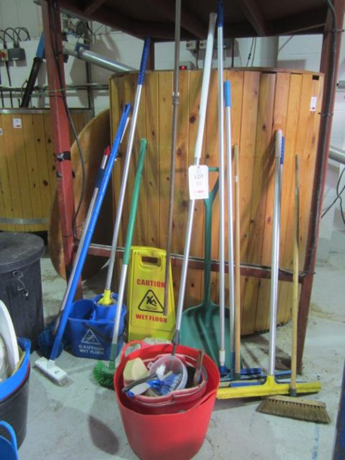 Quantity of assorted cleaning tools, to include brushes, spades, scrapers, buckets and two waste - Image 4 of 7