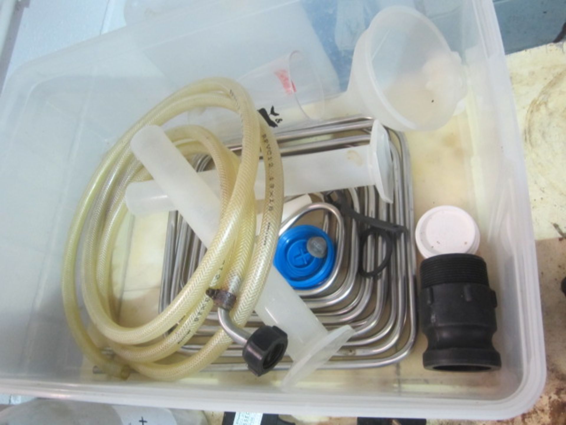 Quantity of assorted test equipment to include glass temperature gauges, plastic jugs, measuring - Image 6 of 7