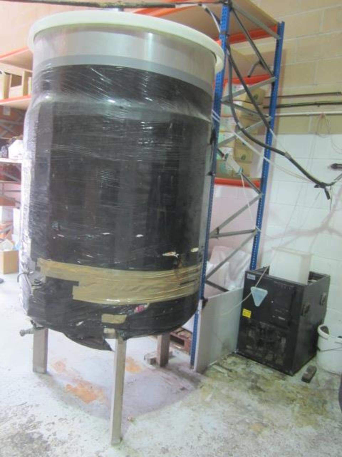 Stainless steel fermenting tank on three legged stand, with filling and drainage taps, 1200mm - Image 2 of 2