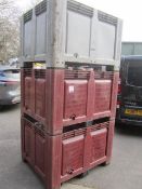 Three plastic pallet stillage crates, 1000 x 1000 x 750mm