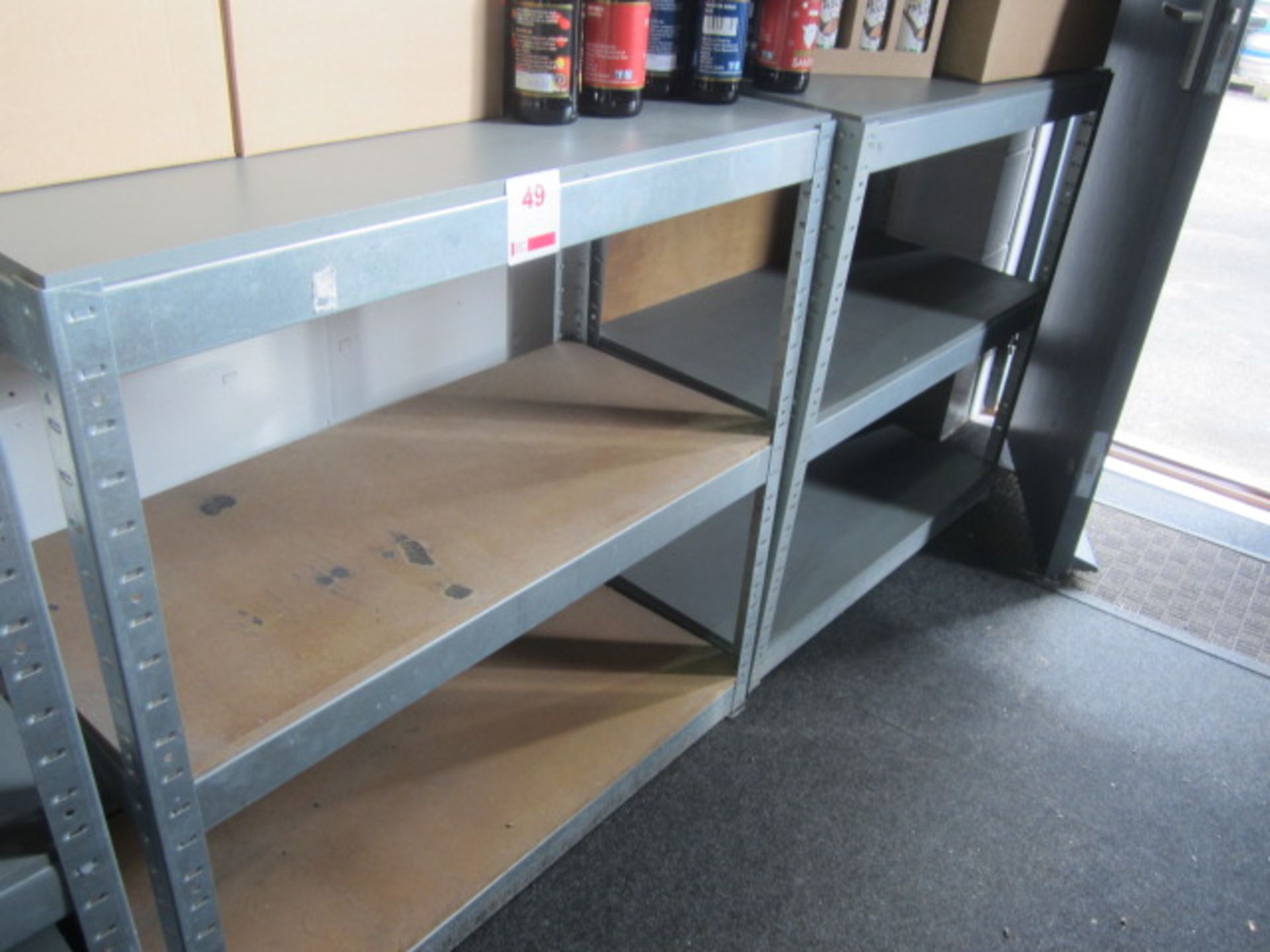 Three twin shelf storage racks, 900 x 400 x 920mm