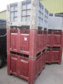 Three plastic pallet stillage crates, 1000 x 1000 x 750mm