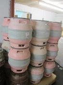 Twenty seven 9 gallon plastic casks