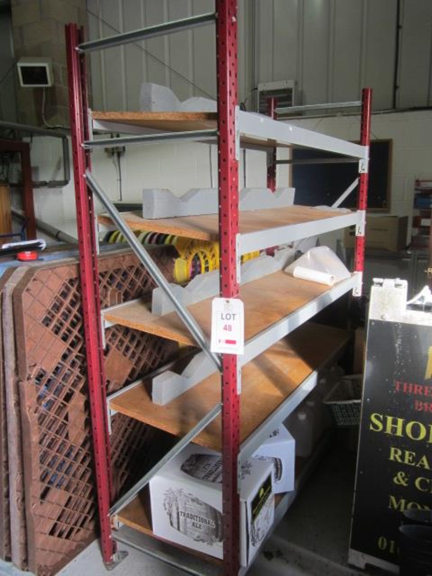 Two bays of red & grey 5-shelf stores racking, 1600 x 600 x 2000mm