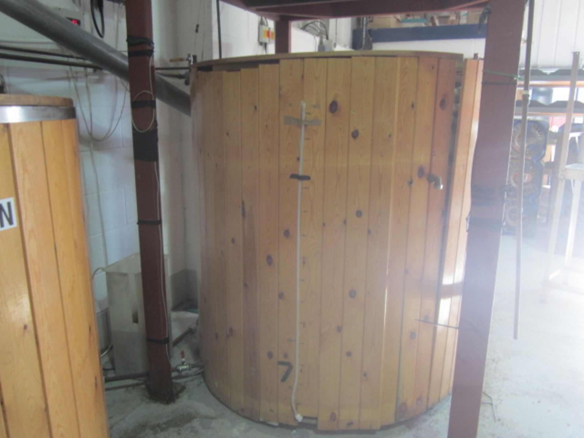 PBC Brewery Solutions stainless steel timber clad hot water tank for 6 barrel brewing system,