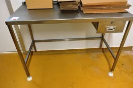 Stainless steel rectangular table with drawer