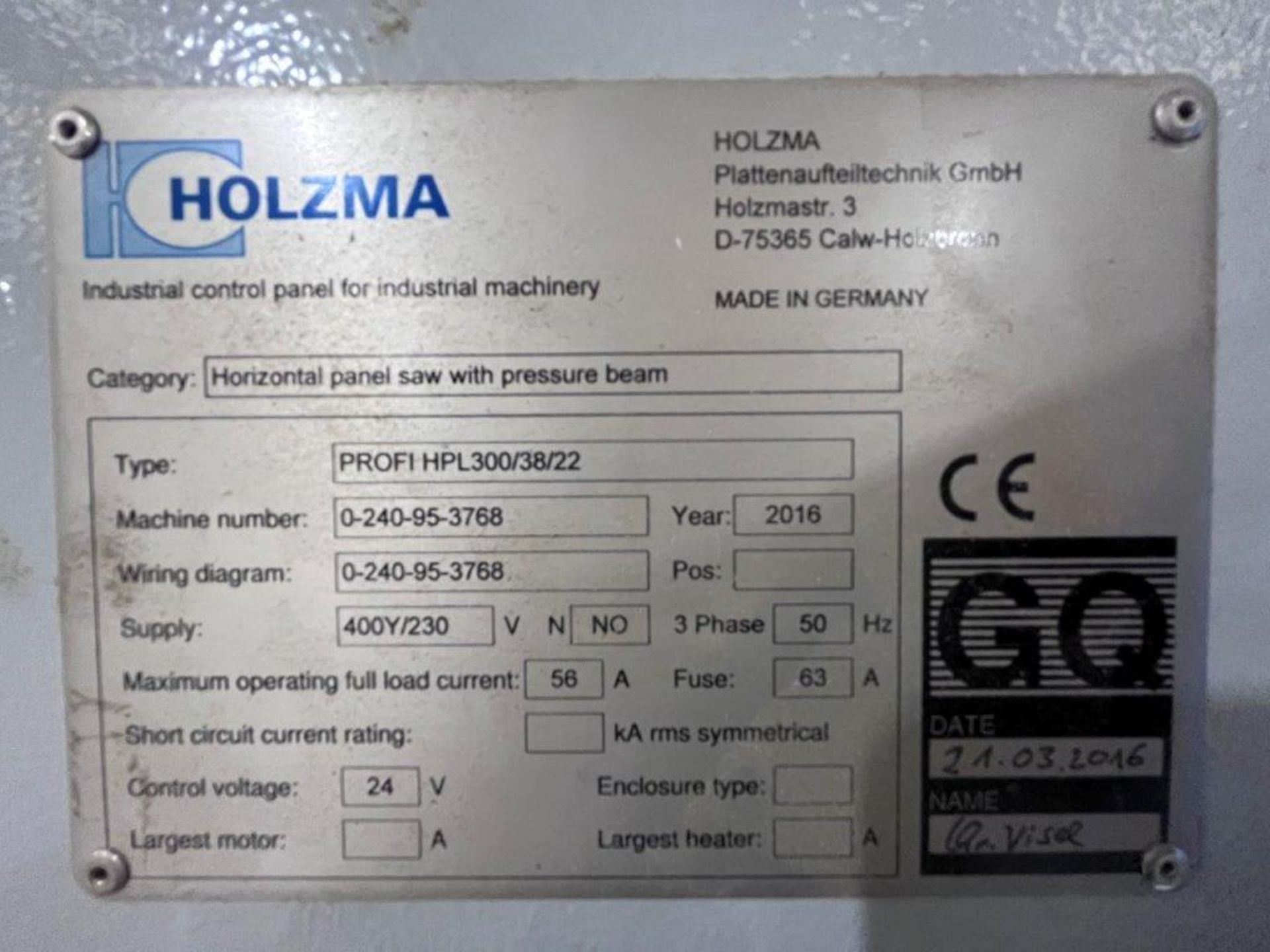 Holzma type Profiline HPL300/38/22 auto panel saw - Image 16 of 16