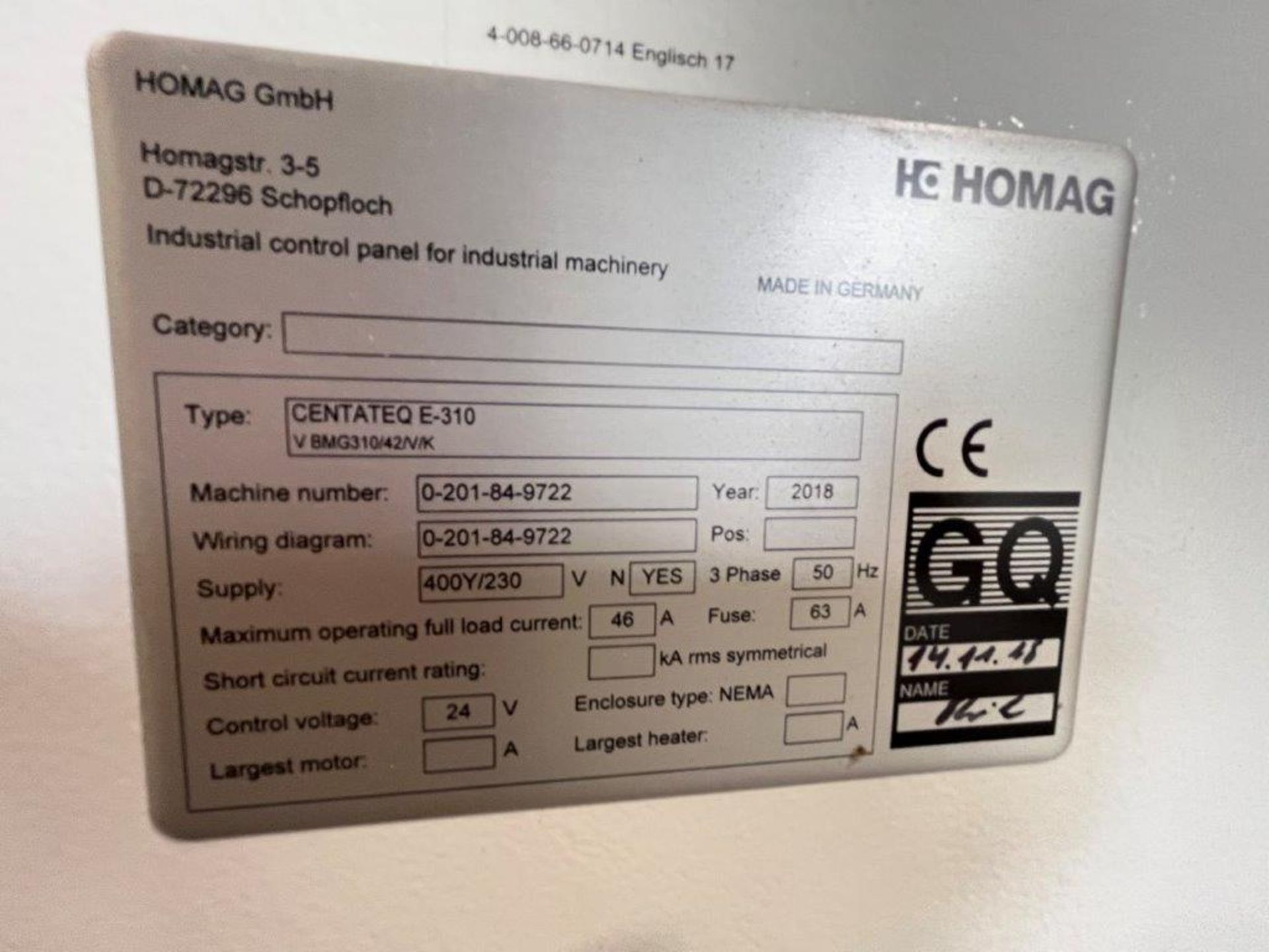 Homag Centateq E-310 (Venture BMG 310/42/V/K - Image 13 of 19