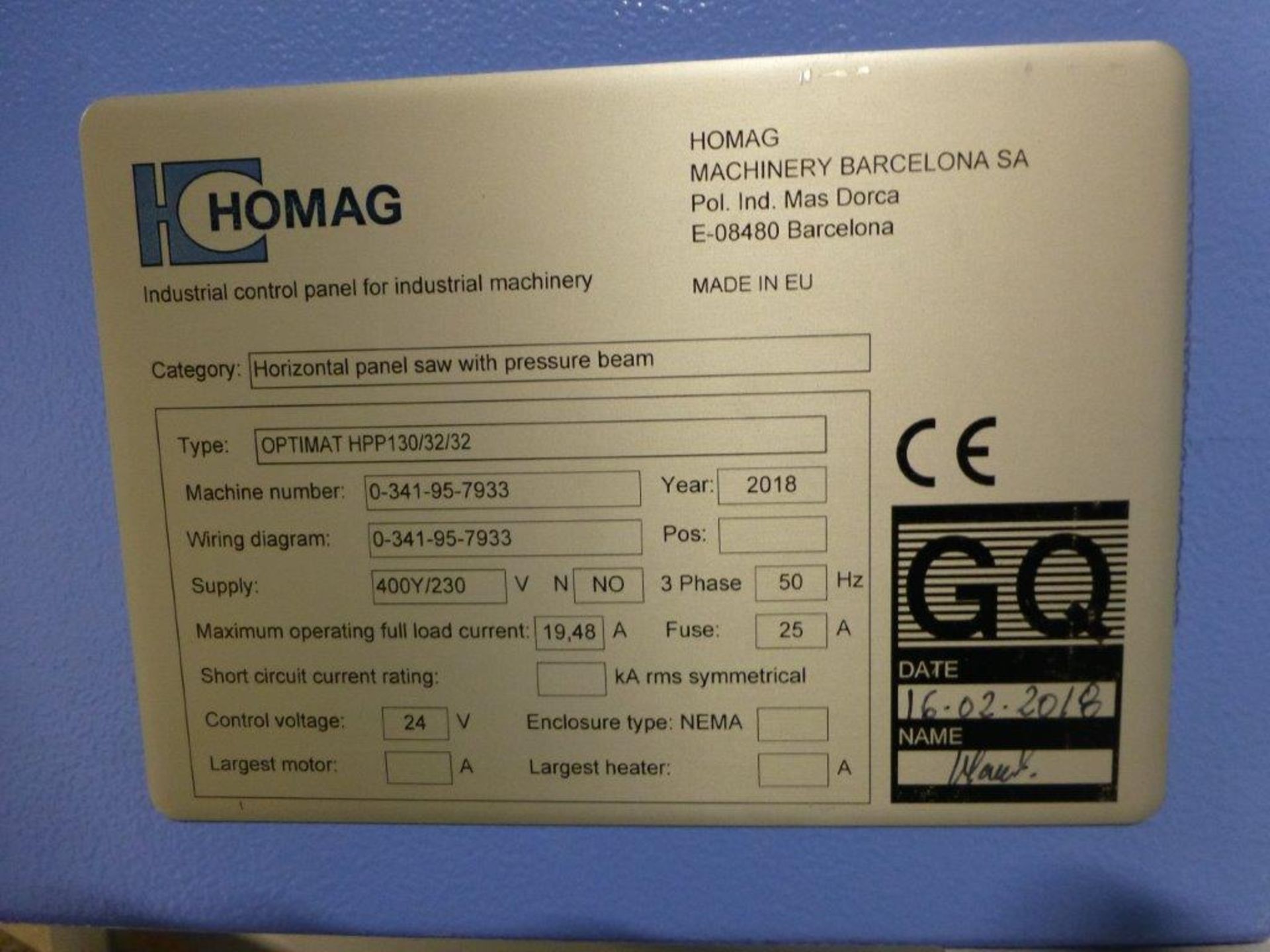 Homag type HPP130/32/32 front loading auto panel saw - Image 3 of 6