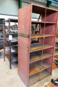 Two bays of steel multi shelf stores racking, approx widths 950 and 1400mm