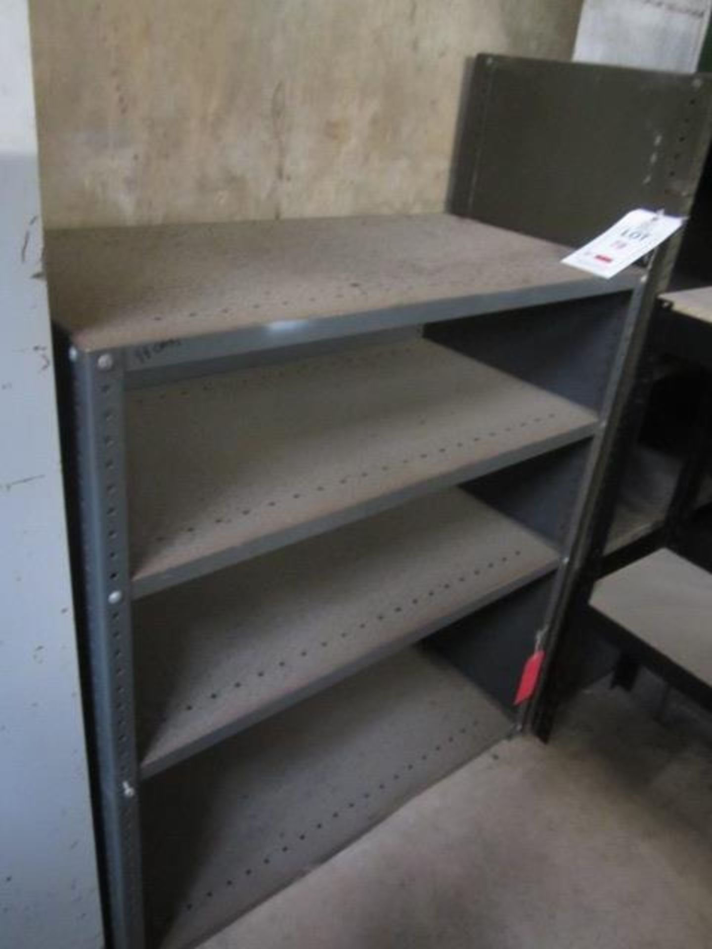 Steel frame twin door cupboard, and two 3 shelf storage racks - Image 2 of 3