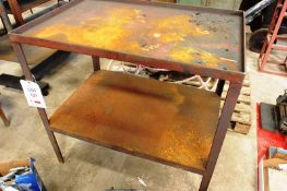 Steel frame twin shelf table, approx 24 x 36"