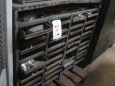 Two steel frame, 20 drawer storage unit, including any loose contents