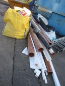 Quantity of assorted down pipes, elbows, drainage couplings, plastic channels, guttering, drain