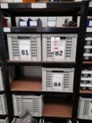 5-tier shelf unit and contents including belt and slat conveyor spares