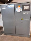 Atlas Copco GA15 packaged air compressor, serial no. AII279845 (2004) 7.5 bar capacity with Vessel