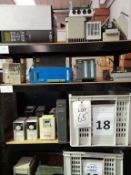 5-tier shelf unit and contents including sensors, transformers, isolaters etc