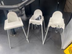 Three various baby high chairs