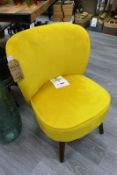 Two Pacific Mustard velvet chair with walnut effect legs