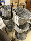 1 x metal and wicker basket display racks