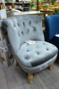 Cloth upholstered/timber leg bedroom chair, colour: silver,