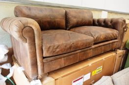 Gallery Direct Ltd Siab Model 1 Chesterfield, 3 seater leather sofa, colour: vintage brown (please n