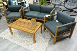 Bluebone Monterre Conversation 4 piece garden set sofa/armchair furniture set, with timber coffee ta