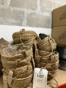 Quantity of hanging baskets (sea grass) and tin planters